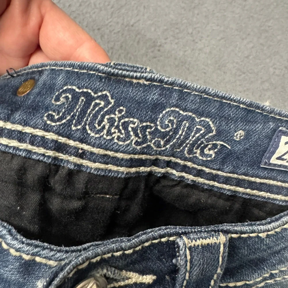 Miss Me Jeans Womens 25 (26x34) Blue Denim Bootcut Low Rise Embellished Bling